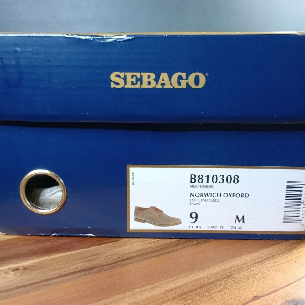 Sebago Norwich Oxfords Mens Shoes Sz 9‎ M Taupe Bison Leather Suede B810308